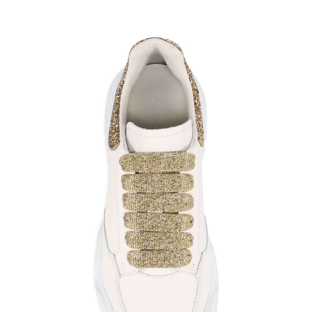 Alexander McQueen White/Gold Glitter Counter Court Sneakers